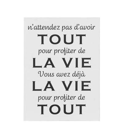 J-Line Plakkaat Frans - metaal - wit|zwart