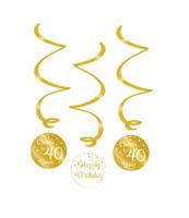 Hangdecoratie Swirls 40 Jaar Goud/Wit (3st) - thumbnail