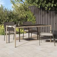 Tuintafel 190x90x75 cm gehard glas en poly rattan beige - thumbnail