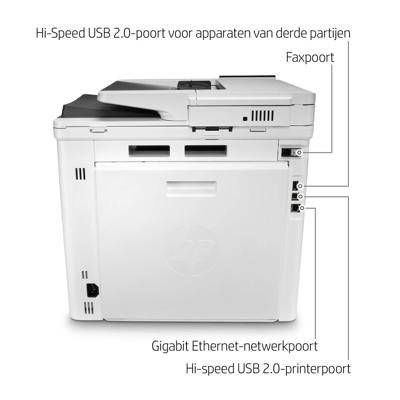 HP Color LaserJet Enterprise M480f MFP Multifunctionele printer Laser, kleur Kleur A4 Printen, scannen, kopiëren, faxen ADF, Duplex, LAN, USB