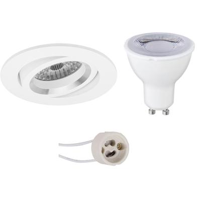 GU10 Inbouwspot Set - Mat Wit - Inbouw Rond - Dimbaar - Kantelbaar - Pragmi Aerony Pro - 6W - Helder/Koud Wit 6400K - Ø82mm