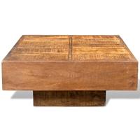 Salontafel vierkant massief mangohout bruin - thumbnail