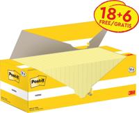 Post-it Notes, 100 vel, ft 76 x 127 mm, kanariegeel (canary yellow), 18 blokken + 6 GRATIS - thumbnail
