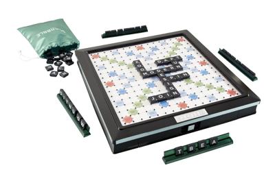 SCRABBLE - Scrabble Deluxe - Bordspel - Scrabble zwart en zilver met draaibord en inkepingssysteem