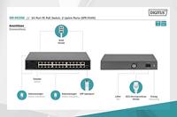 DIGITUS 26-poorts Fast Ethernet PoE netwerkswitch - 24x 100 Mbps RJ45 + 1x Gbps RJ45 combo + 1x SFP-poort - 19 inch - 185W PoE budget - 10/100 Mbps - thumbnail