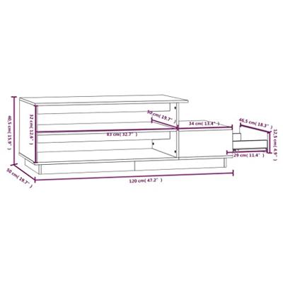 Salontafel 120x50x40,5 cm massief grenenhout