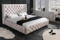 Design tweepersoonsbed PARIS 160x200cm champagne fluweel Chesterfield gestoffeerd bed - 43106 - thumbnail