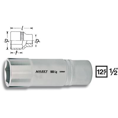 HAZET Dopsleutel 900LG-32 · 1/2 inch (12,5 mm) vierkant hol · Buiten-zeskant-tractieprofiel · SW 32 mm