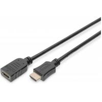 Digitus AK-330201-030-S HDMI-kabel HDMI Verlengkabel HDMI-A-stekker, HDMI-A-bus 3.00 m Zwart 4K UHD, Rond, Vergulde steekcontacten, Afgeschermd (drievoudig) - thumbnail