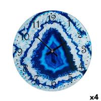 Muurklok Gift Decor Blauw Kristal Marmer 30 x 4 x 30 cm (4 Stuks) - thumbnail