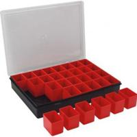 Opbergbox Tayg met 32 uitneembare bakjes zwart 330x247x54mm transparante deksel met afsluitclips - thumbnail