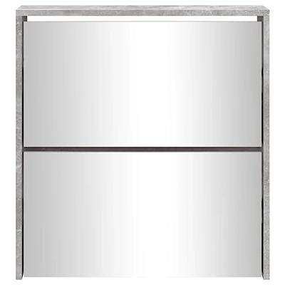 Schoenenkast met spiegel 2-laags 63x17x67 cm betongrijs