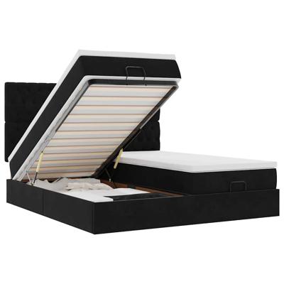 Ottoman bed met matrassen en LED's 160x200cm fluweel zwart