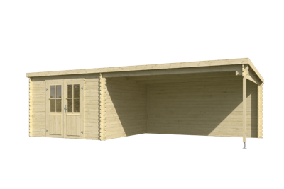 Outdoor Life St. Louis Blokhut 681x292 cm 28 mm vuren blank- Lessenaarsdak- Onbehandeld vurenhout- Outdoor Life