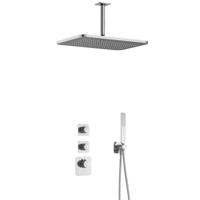 Hotbath Gal - GL106 - Inbouw Regendoucheset - Chroom - 2 Stopkranen - Thermostatisch - Plafondbuis 15 cm - Hoofddouche 270x400 mm - Staafhanddouche - met GL106 - V01 - thumbnail
