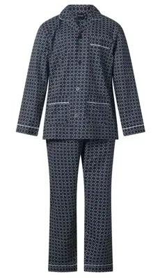 Katoenen heren pyjama met knoopsluiting - Blauw - Katoenen doorknoop pyjama lange mouw