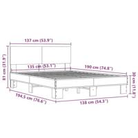 Bedframe bewerkt hout metaal sonoma eikenkleurig 135x190 cm - thumbnail