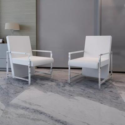VidaXL Fauteuils 2 st met chroom frame kunstleer wit