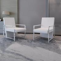 VidaXL Fauteuils 2 st met chroom frame kunstleer wit - thumbnail