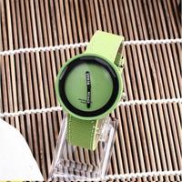 Eenvoudige stijl ronde Dial matte lederen band quartz horloge voor mannen/vrouwen (groen) - thumbnail