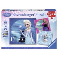 Ravensburger disney frozen puzzel: elsa, anna & olaf, 3x49st. - thumbnail