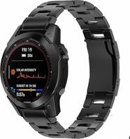 By Qubix - Titanium schakelband - Zwart - Compatible met Garmin Tactix 8-47mm - Compatible Garmin bandje - Bandbreedte: 22mm - thumbnail