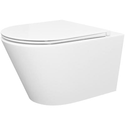 Wiesbaden Stereo Wandcloset Rimless met Flatline Toiletzitting - Softclose en Quick Release - Glans Wit