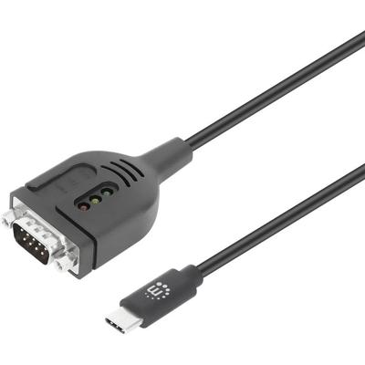 Manhattan Adapterkabel Serieel [1x USB-C stekker - 1x Serieel 9-polig] 100 cm Zwart