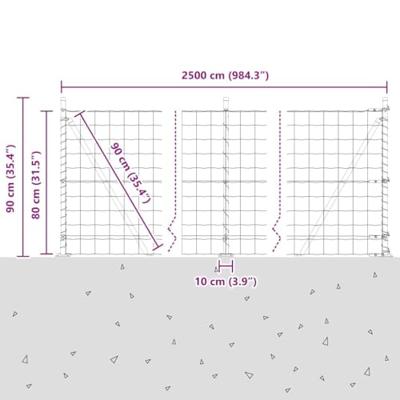 VidaXL Hek met paal grijs 0,8 x 25 m staal