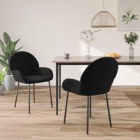 Eetkamerstoelen 2 st fluweel zwart - thumbnail