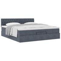 Ottoman bed met matras 200x200 cm fluweel donkergrijs - thumbnail