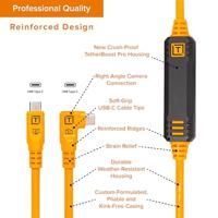 Tether Tools TetherPro Optima 10G USB-C, 15&apos; (4.6m), straight to right orange - thumbnail