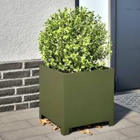 VidaXL Plantenbak 40x40x40 cm staal olijfgroen - thumbnail