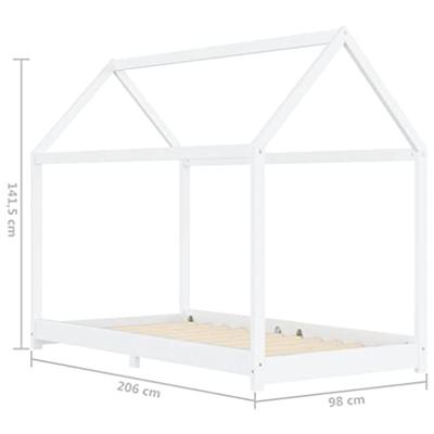 Kinderbedframe massief grenenhout wit 90x200 cm
