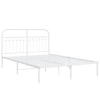 Bedframe met hoofdbord metaal wit 135x190 cm - thumbnail