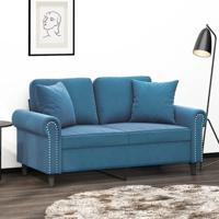 Tweezitsbank met sierkussens 120 cm fluweel blauw - thumbnail