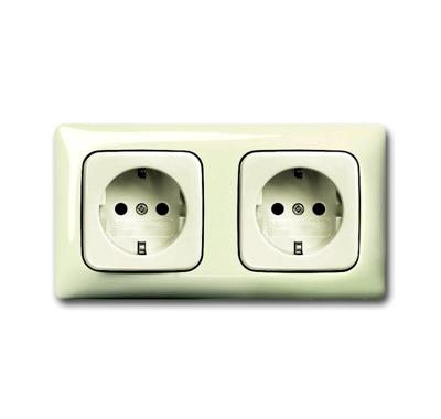 Busch-Jaeger wandcontactdoos 2-voudig met randaarde voor Wandgoten creme