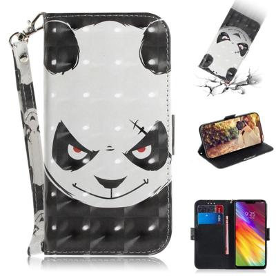 3D gekleurde tekening boze Beer patroon horizontale Flip lederen case voor LG Q Stylo 5 met houder & kaartsleuven & portemonnee