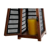 Kaarshouder DKD Home Decor Zwart Natuurlijk Metaal Mangohout 15 x 15 x 26 cm - thumbnail