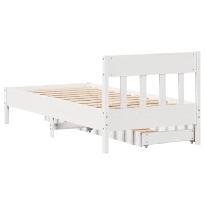 Bedframe zonder matras massief grenenhout wit 75x190 cm
