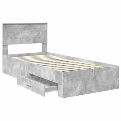 Bedframe met hoofdeinde Beton Grijs 90 x 200 cm Bewerkt hout