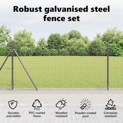 VidaXL Hek met paal grijs 1 x 10 m staal en pvc