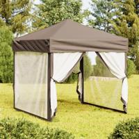Partytent inklapbaar met zijwanden 2x2 m taupe - thumbnail