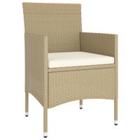 5-delige Bistroset poly rattan en gehard glas beige - thumbnail