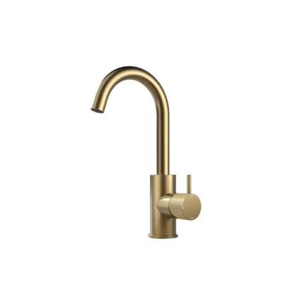 Hotbath Cobber X - Wastafelmengkraan - zonder Waste - met Draaibare Uitloop - Geborsteld Messing PVD - Opbouw - Messing