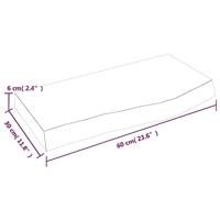 Wastafelblad 60x30x(2-6) cm behandeld massief hout lichtbruin - thumbnail