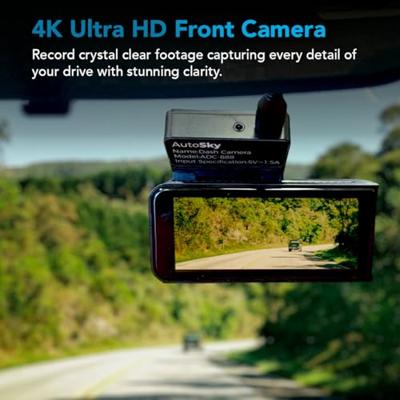 AutoSky 4K Dashcam met Achtercamera GPS WiFi Nachtzicht 64GB