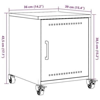 Nachtkastje 36x39x43,5 cm staal olijfgroen