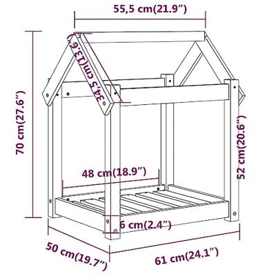 Hondenmand 61x50x70 cm massief grenenhout zwart