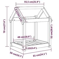 Hondenmand 61x50x70 cm massief grenenhout zwart - thumbnail